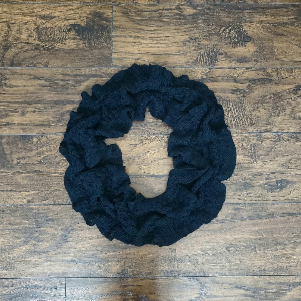 4/$20 - Black Ruffled Infinity Scarf - Picture 2 of 4
